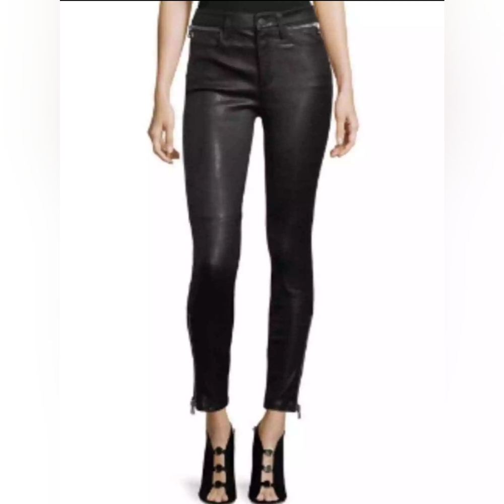 Joe's the charlie high rise skinny ankle lamb leather